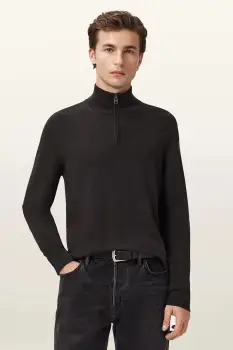 AllSaints pulover din amestec de lana KILBURN culoarea bordo, cu turtleneck, M068KD imagine