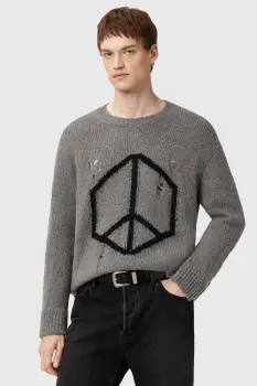 AllSaints pulover din amestec de lana MESSAGE culoarea gri, light, M013KD imagine