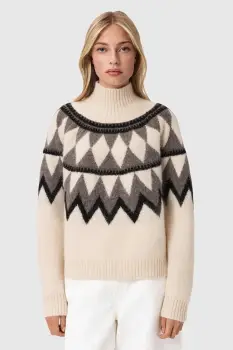 AllSaints pulover din amestec de lana TARA culoarea gri, calduros, cu guler, W086KB imagine