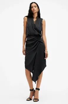 AllSaints rochie ABI LACE culoarea negru, mini, drept, W256DB imagine