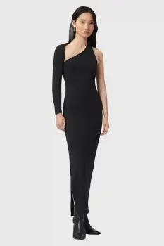 AllSaints rochie ARI culoarea negru, maxi, mulata, W074DD imagine