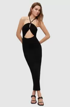 AllSaints rochie culoarea negru, maxi, mulata imagine