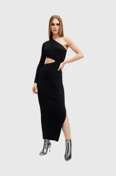 AllSaints rochie DAISY culoarea negru, maxi, mulata, W191DA imagine