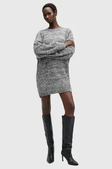 AllSaints rochie DAZZLE culoarea gri, mini, drept, W274DB imagine