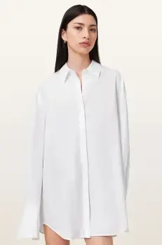 AllSaints rochie din bumbac ALBER culoarea alb, mini, oversize, W249DC imagine