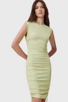 AllSaints rochie din bumbac SONNY culoarea verde, mini, mulata, W238DC imagine