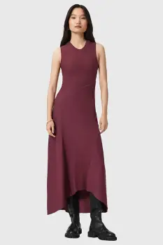AllSaints rochie GIA culoarea bordo, maxi, evazati, W073DD imagine