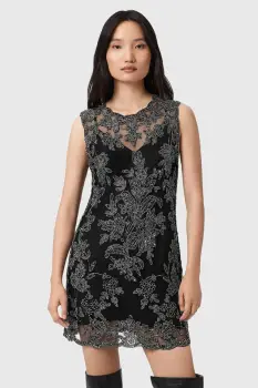 AllSaints rochie INAYA culoarea negru, mini, drept, W043DD imagine