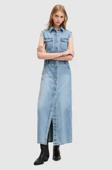 AllSaints rochie jeans BLAIR DENIM DRESS maxi, drept, W183DA imagine