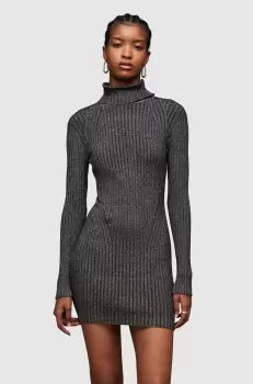 AllSaints rochie Juliette culoarea argintiu, mini, mulata imagine