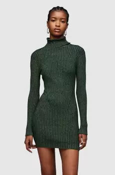 AllSaints rochie Juliette culoarea verde, mini, mulata imagine