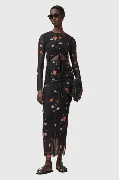 AllSaints rochie KATHY culoarea negru, maxi, mulata, W233DC imagine