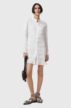 AllSaints rochie MEG culoarea alb, mini, mulata, W062DC imagine