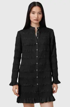 AllSaints rochie MEG culoarea negru, mini, mulata, W062DC imagine