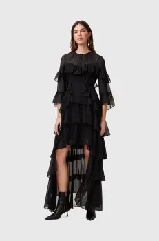 AllSaints rochie NAT culoarea negru, maxi, evazati, W191DC imagine