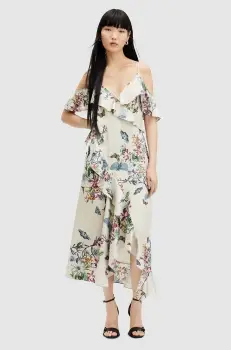 AllSaints rochie ORION SANIBEL DRESS midi, evazati, WD538Z imagine