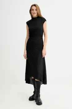 AllSaints rochie RAYANNA culoarea negru, midi, evazati, W017DD imagine