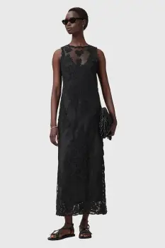 AllSaints rochie RYE culoarea negru, maxi, mulata, W130DC imagine