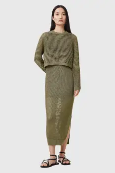 AllSaints rochie si pulover MIRO culoarea verde, maxi, drept, W179DC imagine