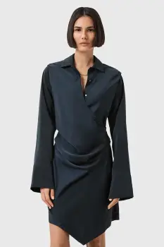 AllSaints rochie TIRA culoarea bleumarin, mini, mulata, W013DD imagine