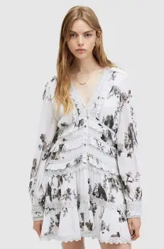 AllSaints rochie ZORA IONA DRESS culoarea alb, mini, evazati, W167DA imagine