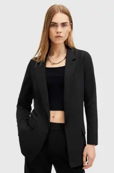 AllSaints sacou ALEIDA TRI BLAZER culoarea negru, desfacut, neted, W008QZ imagine