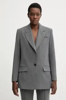 AllSaints sacou ASTRA culoarea gri, un singur rand de nasturi, uni, W038QD imagine