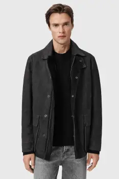 AllSaints sacou de piele intoarsa BOLTON imagine