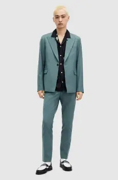 AllSaints sacou din lana MOAD BLAZER culoarea turcoaz, MJ553Z imagine