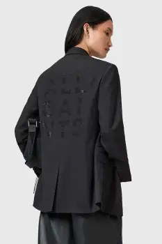 AllSaints sacou ESSIE culoarea gri, un singur rand de nasturi, W008QD imagine