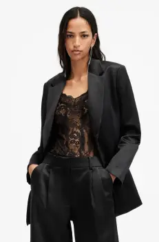 AllSaints sacou SAE culoarea negru, un singur rand de nasturi, uni, W028QB imagine