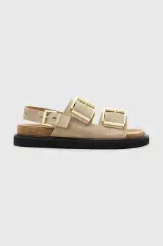 AllSaints sandale din piele intoarsa Isla Sandal culoarea bej, W045FC imagine