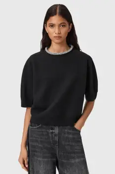 AllSaints tricou de lana ODELL culoarea negru, W049KD imagine