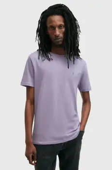 AllSaints tricou din bumbac BRACE barbati, culoarea gri, neted, M030JB imagine