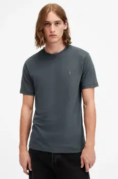 AllSaints tricou din bumbac BRACE barbati, culoarea gri, neted, M030JB imagine