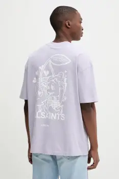 AllSaints tricou din bumbac BREAKUP culoarea alb, cu imprimeu, M022PC imagine