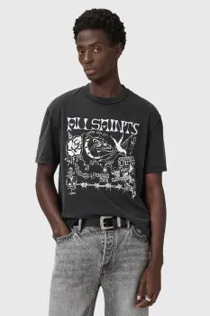 AllSaints tricou din bumbac CHINGFORD culoarea gri, cu imprimeu, M002PD imagine