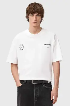 AllSaints tricou din bumbac culoarea alb, cu imprimeu, M042PD imagine