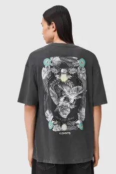 AllSaints tricou din bumbac culoarea gri, cu imprimeu, M028PD imagine