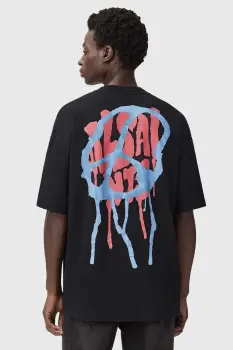 AllSaints tricou din bumbac culoarea negru, cu imprimeu, M035PD imagine