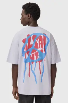 AllSaints tricou din bumbac culoarea violet, cu imprimeu, M035PD imagine