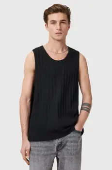 AllSaints tricou din bumbac DENVER barbati, culoarea negru, M003JC imagine