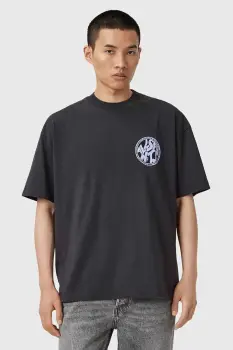 AllSaints tricou din bumbac DISTORTION culoarea gri, cu imprimeu, M041PC imagine