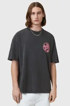 AllSaints tricou din bumbac DISTORTION culoarea gri, cu imprimeu, M041PC imagine