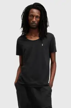 AllSaints tricou din bumbac FARIS barbati, culoarea negru, uni, M017JB imagine