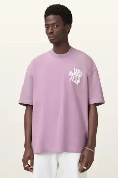 AllSaints tricou din bumbac ORLANDO culoarea gri, cu imprimeu, M066PC imagine