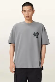 AllSaints tricou din bumbac ORLANDO culoarea verde, cu imprimeu, M066PC imagine