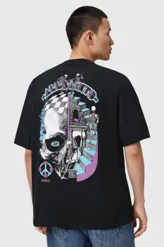 AllSaints tricou din bumbac REINCARNATE culoarea negru, cu imprimeu, M020PD imagine