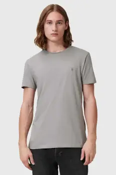 AllSaints tricou din bumbac TONIC barbati, culoarea gri, neted, M028JB imagine