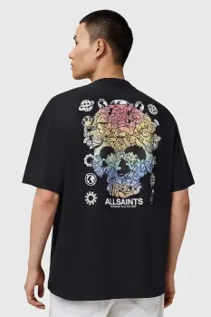 AllSaints tricou din bumbac TRANCE culoarea negru, cu imprimeu, M022PD imagine